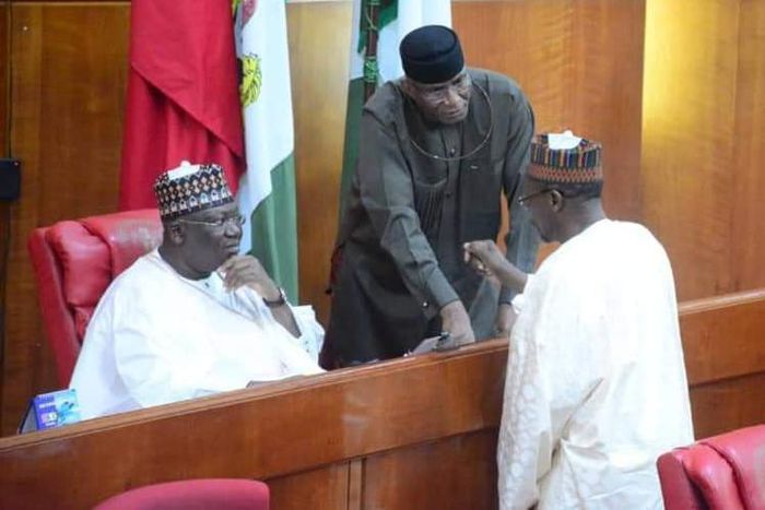 The President of the Senate, Ahmad Lawan and the Deputy President of the Senate, Ovie Omo-Agege [Twitter/@OvieOmoAgege]