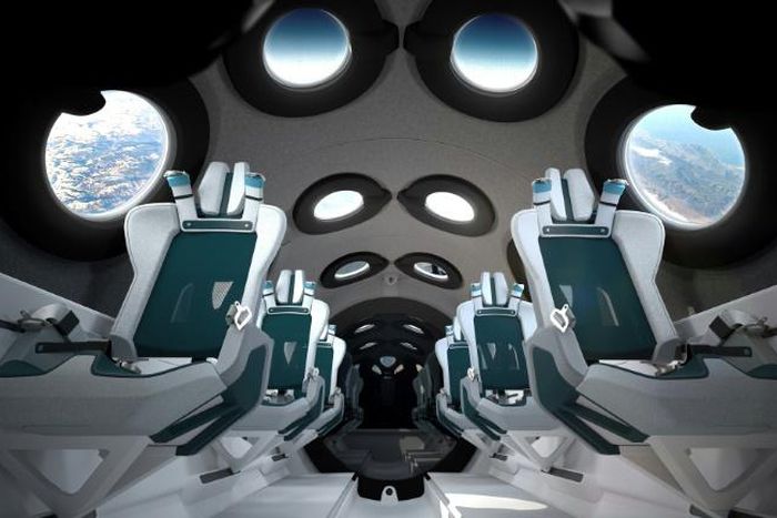 A rendering of the planned interior of the Virgin Galactic spacecraft, published by the company