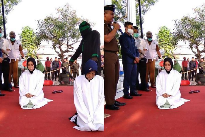 2 Indonesian women receive 100 lashes each on their backs in public for online pimping