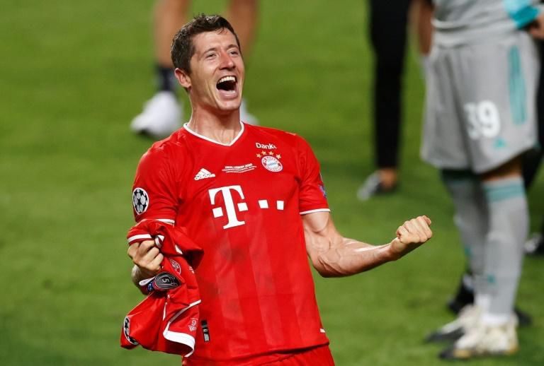 Top scorer: Bayern Munich's Polish forward Robert Lewandowski celebrates