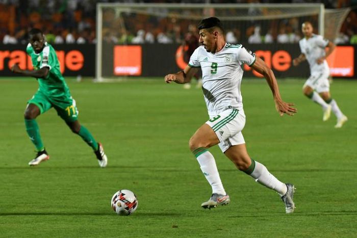 Matchwinner Baghdad Bounedjah (C) playing for Algeria against Senegal in the 2019 Africa Cup of Nations final in Cairo