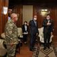 The head of Libya's UN-recognised government Fayez al-Sarraj (C-R) receives Turkish Defence Minister Hulusi Akar (C-L), in the Libyan capital Tripoli on July 3, 2020