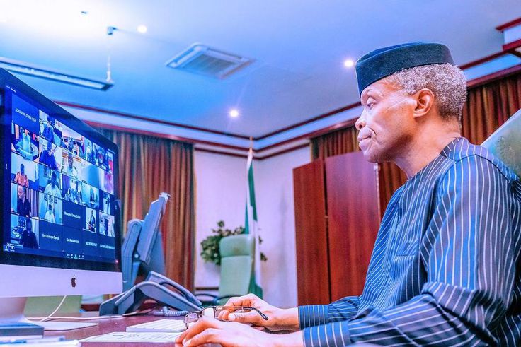 Vice President Yemi Osinbajo chairs the NEC meeting on #EndSARS on Monday, October 26, 2020 (Tolani Alli)
