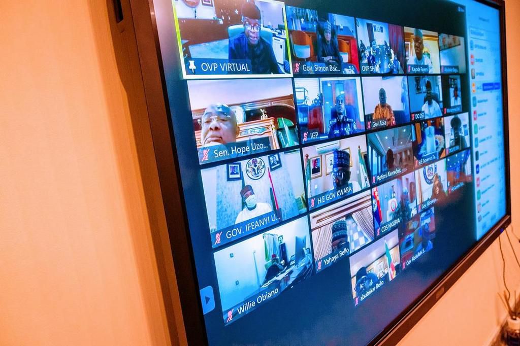 Vice President Yemi Osinbajo chairs the NEC meeting on #EndSARS on Monday, October 26, 2020 (Tolani Alli)