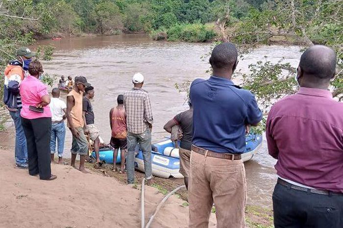 File image of family members camped around River Sagana after a drowning incident