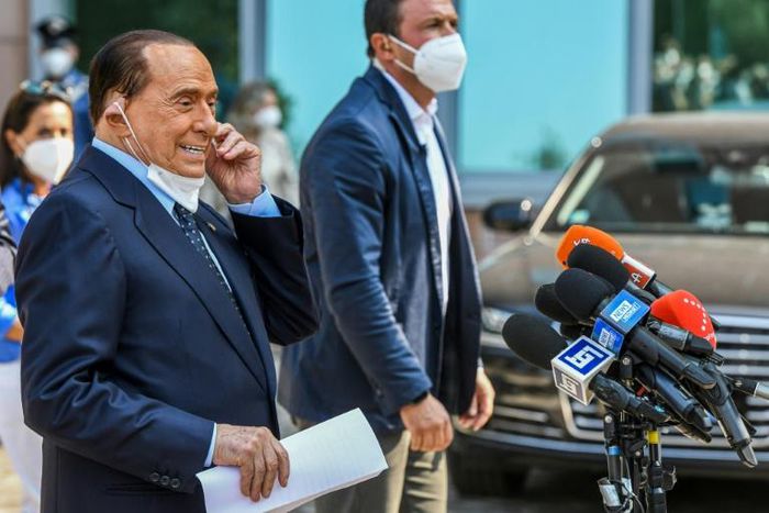 Berlusconi talks to the media