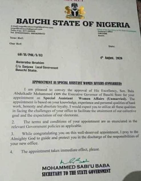 A copy of the appointment letter obtained by Sahara Reporters (Sahara Reporters)