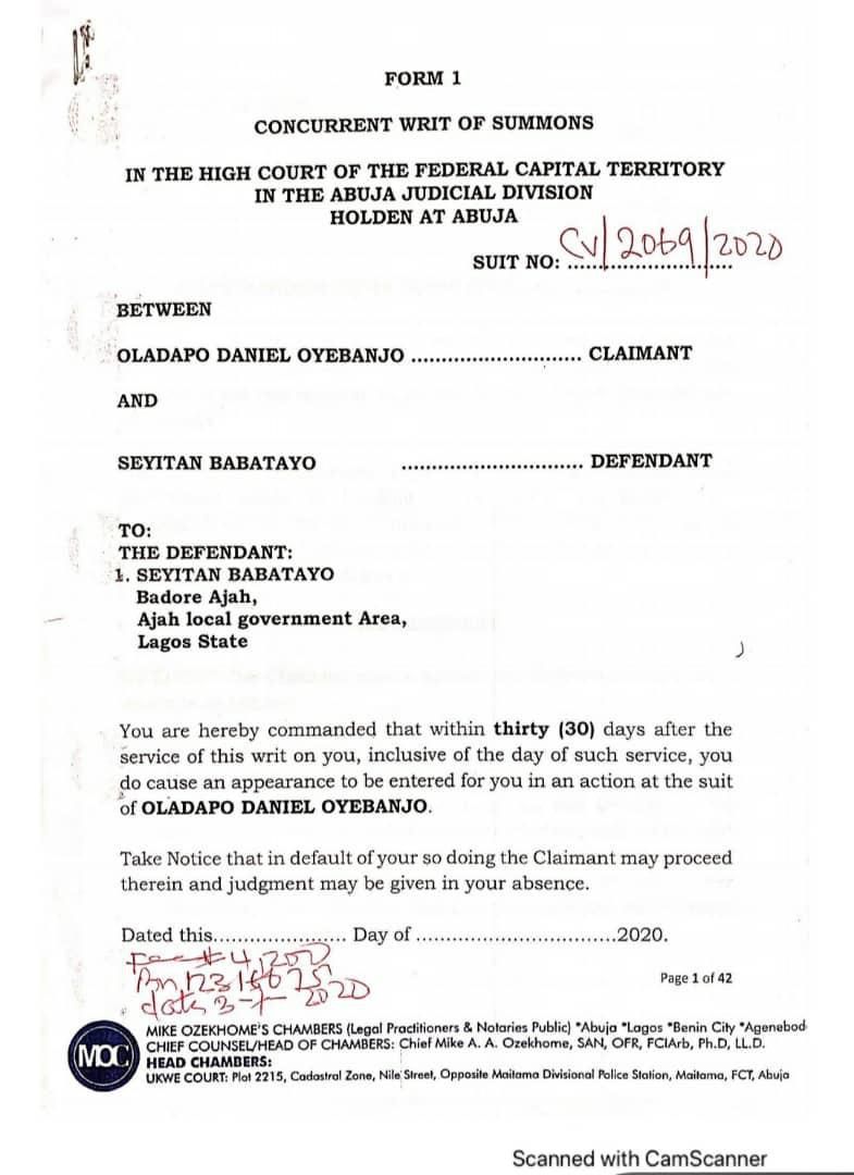 Part of the letter released by the music star's lawyers, Mike Ozekhome and Co [LindaIkeji]