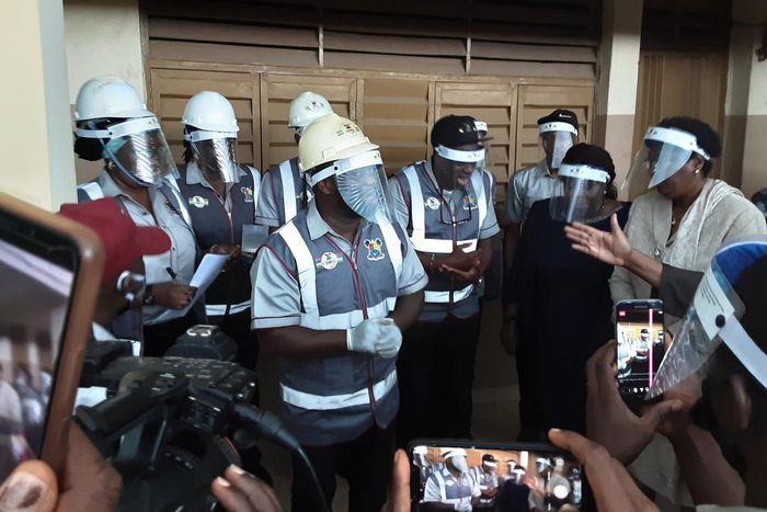Ongoing Non-Destructive Test on Omole Senior Grammar School, Ojodu buildings by the Lagos State Materials Testing Laboratory (LSMTL ) on Monday in Lagos. [Twitter/@followlasg]