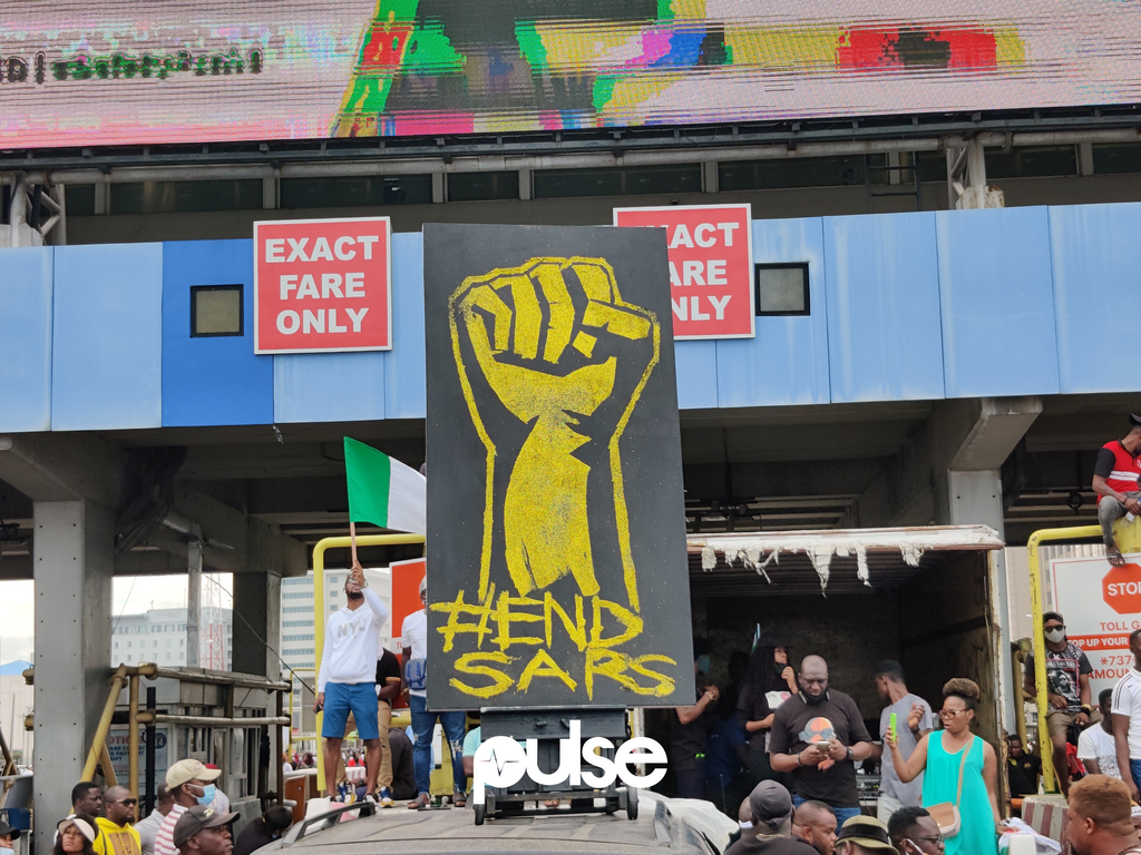 #EndSARS protesters at the Lekki Toll Gate, Lagos