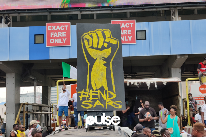 #EndSARS protesters at the Lekki Toll Gate, Lagos