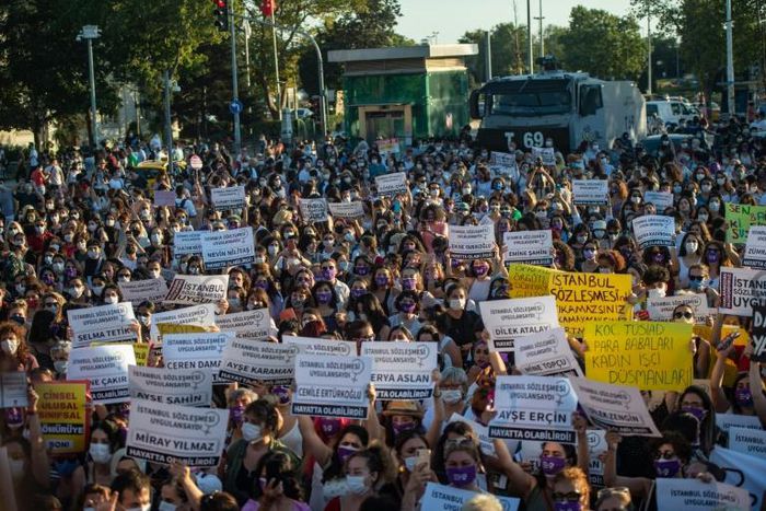 Thousands of women in Turkey took to the streets last month to demand that the government not withdraw from a landmark treaty on preventing domestic violence