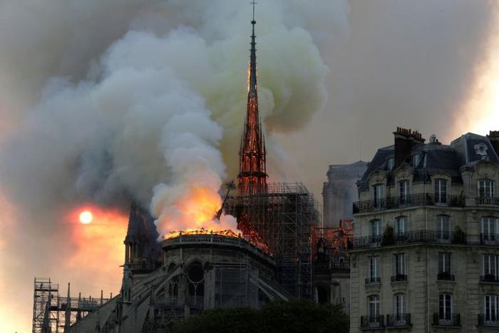The fire ravaged the roof of the Notre-Dame Cathedral and toppled its spire