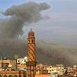 Smoke billows following an airstrike by the Saudi-led coalition in the Yemeni capital Sanaa, on June 16, 2020