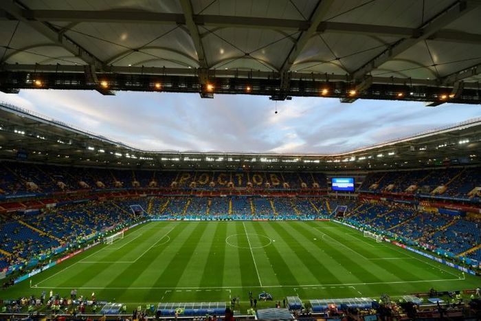 Rostov's stadium before a match at the 2018 World Cup. Six FK Rostov players tested positive for coronavirus ahead of the team's scheduled return to action in the Russian Premier League on Friday