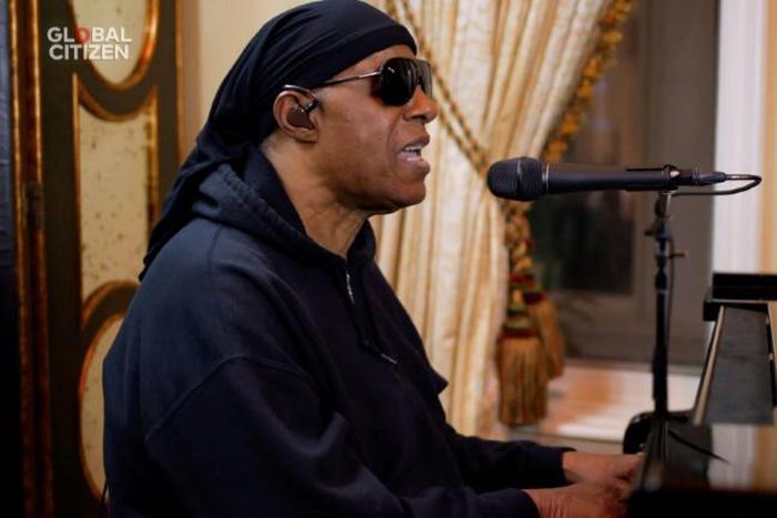 Stevie Wonder performs during "One World: Together At Home" presented by Global Citizen, a special event celebrating health care workers battling coronavirus