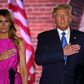 President Donald Trump and his wife, Melania, listen to the US national anthem during the third night of the Republican National Convention