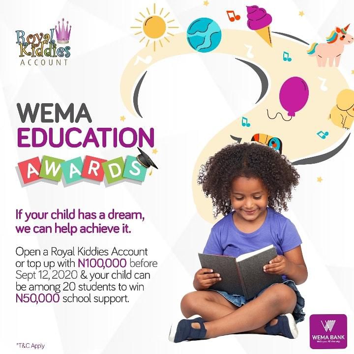 Wema Bank to award 20 school children N50,000 in Wema Educational Award