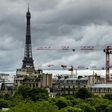 The Eiffel tower and cranes in Paris on June 12, 2020
