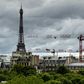 The Eiffel tower and cranes in Paris on June 12, 2020