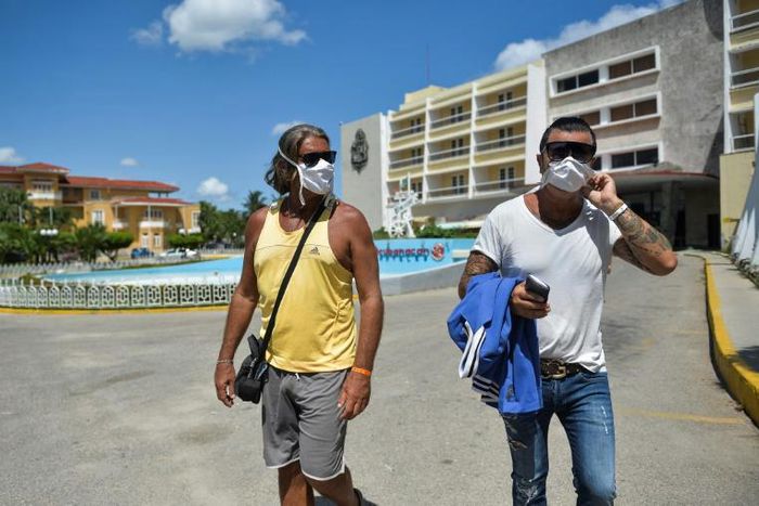 Italian tourists sightsee in Havana after spending time in quarantine during the coronavirus pandemic