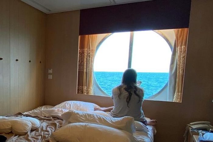 This photo provided by Brazilian DJ Caio Saldanha shows his cabin on the Celebrity Infinity cruise ship. He says he feels like a prisoner on the ship where he works, with no news about when he can go home