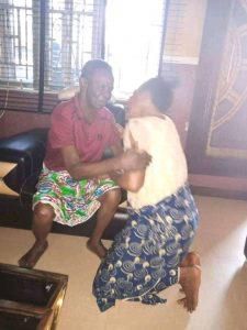 Picture showing freed Pa Alale while receiving a sympathiser in his residence in Agbere, Sagbama LGA. [NAN]