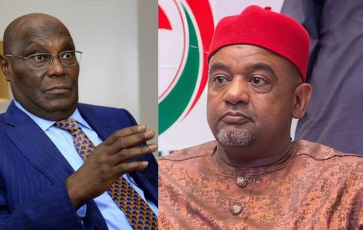 PDP acting National Chairman, Alhaji Umar Damagum and Atiku Abubakar. [Twitter:@jrnaib2]