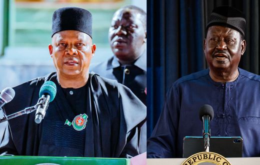 L-R: Nigeria's Vice President Kashim Shettima and former Kenyan Prime Minister Raila Odinga. [Facebook/Getty Images]