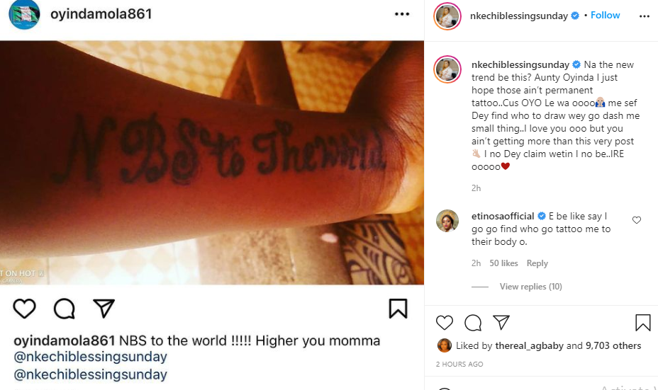 Nkechi Blessing blasts fan over tattoo [LIB]