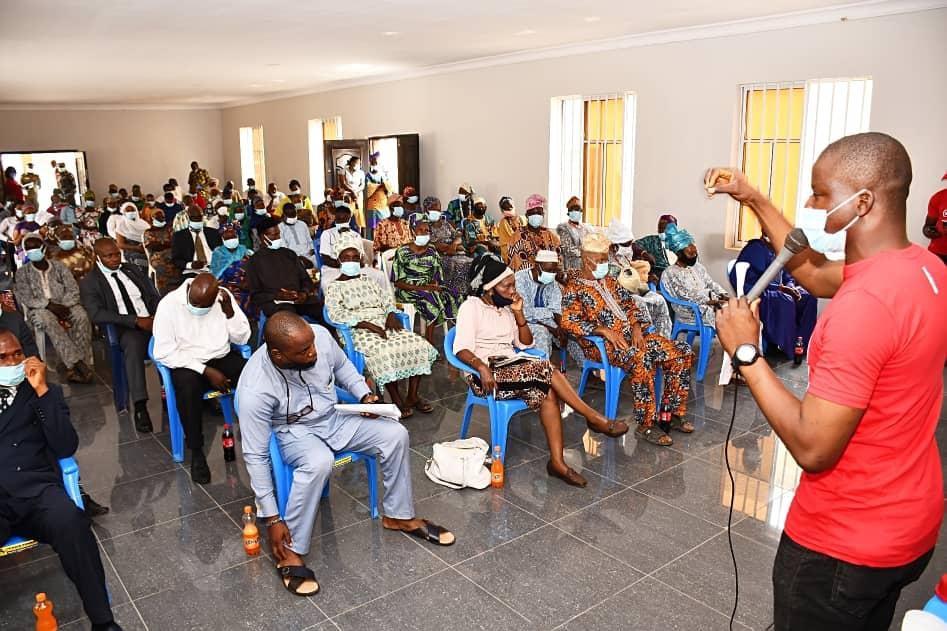 A cross section of a speaker addressing participants at the 2021 World Water Day commemoration at the NBC Plant, Asejire, Ibadan, Oyo State