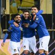 Italy's forward Domenico Berardi (2ndL) celebrates with ItaItaly's forward Domenico Berardi (2ndL) scored the opener in a win over Northern Ireland in Parma.