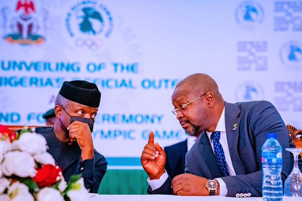 Vice President Yemi Osinbajo SAN on behalf of President Buhari unveils Team Nigeria's 2021 Olympic Kit and attends the send forth ceremony for the athletes en-route the 2021 Tokyo Olympic Games at the State House Banquet Centre, Abuja. 12th July, 2021....