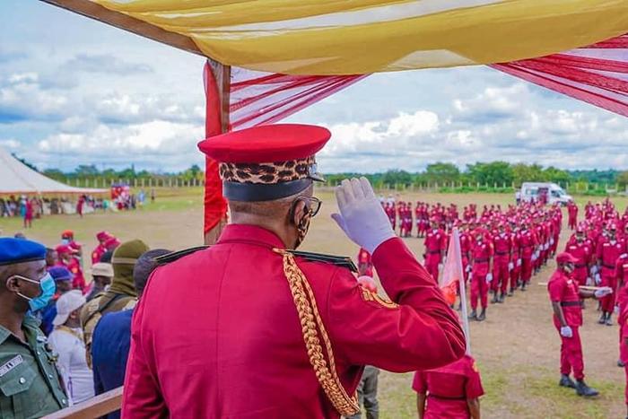 Osun State governor, Gboyega Oyetola, at the inauguration of Amotekun [OSSG]