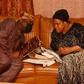 Commissioner for Home Affairs, Prince Anofiu Elegushi and the wife of the deceased, Evelyn Joshua. (Encomium)