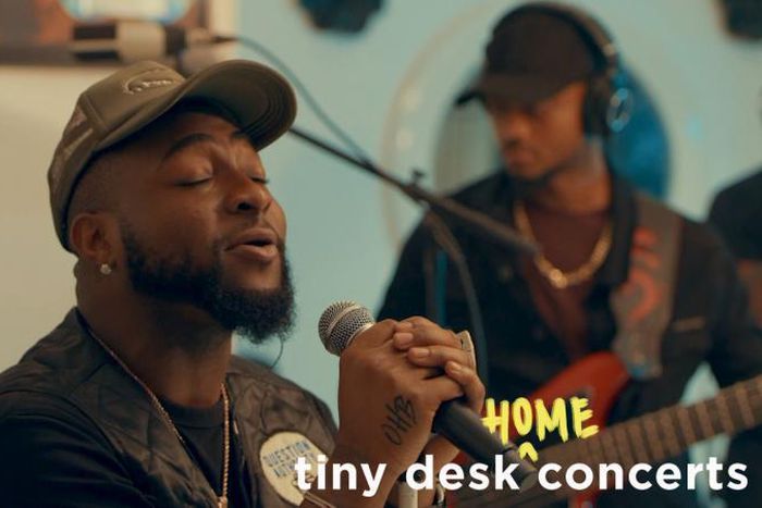Davido shows off his MTV and BET Awards as he performs on NPR Tiny Desk Concert. (NPR)