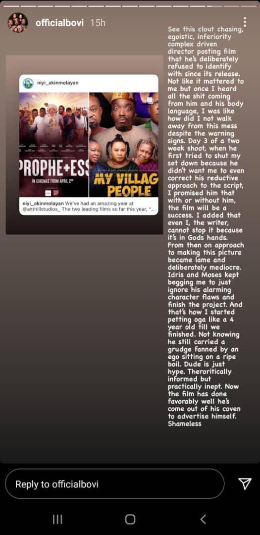 Bovi's Instagram post