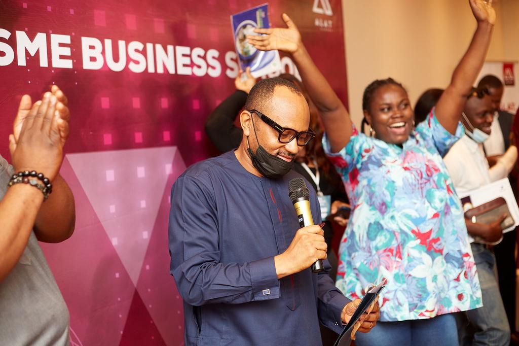 Divisional Head, Wema Bank, Mr Dotun Ifebogun giving a remark