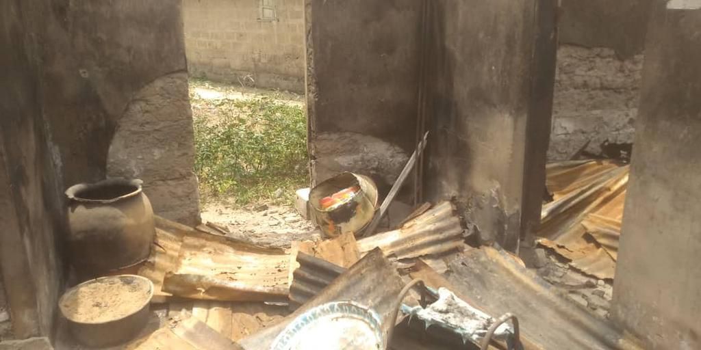 One of the houses set ablaze at Asa. (Pulse)