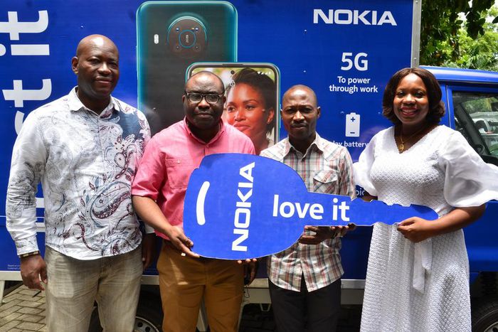 L-R: Senior Business Manager (West Africa), HMD Mobile Nigeria Limited, Emmanuel Ossai; Head, Sales & Marketing, Slot System, Jonathan Uzomba; Head, General Merchandise & Procurement, Joshua Ogunde and Coordinating Managing Director, TD Africa, Chimere...