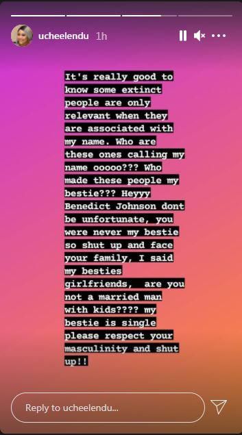 Uche Elendu denies calling Benedict Johnson her former best friend [Instagram/AmbUcheElendu]
