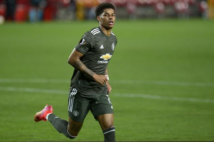 Manchester United forward Marcus Rashford scored for the eighth time in Europe this season