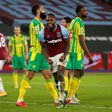 West Ham forward Michail Antonio celebrates scoring against West Brom