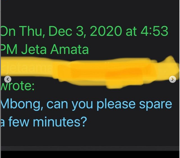 Screenshots of the last chat conversation he had with the actress before her 'disappearance.'