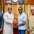 Amaju Pinnick (2nd from left) and Gov Okowa (2nd from left) at an event (ThisDay)