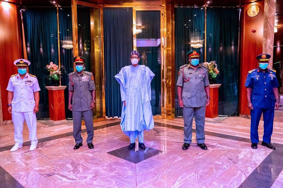 President Muhammadu Buhari holds first meeting with new service chiefs on Jan 27, 2021 (Bashir Ahmad)