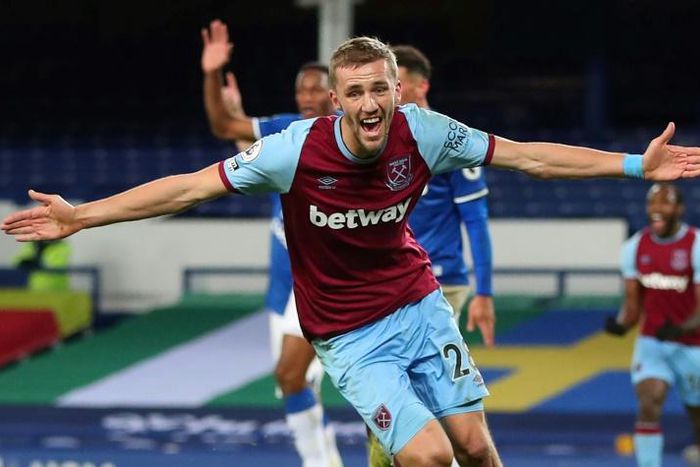 Czech mate: Tomas Soucek scored the only goal as West Ham beat Everton 1-0