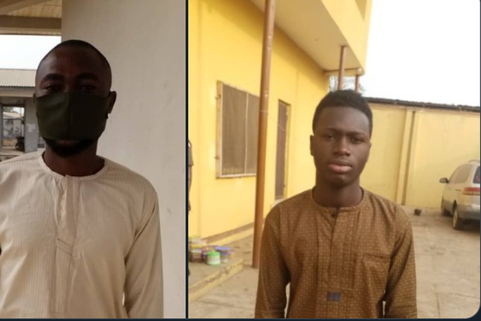 Serving Corps member, Sam Abiola and Adebiyi Sodiq sentenced to one year imprisonment. [Twitter/@officialEFCC]