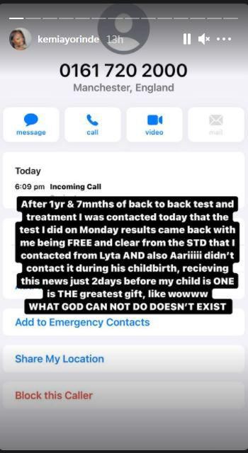 Kemi says it took her almost two years to treat the STD. [Instagram/KemiAyorinde]