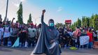 Nigerian activist, Aisha Yesufu's picture became an icon of the #EndSARS protests in October during the protest against police britality in Nigeria.  (Premium Times)